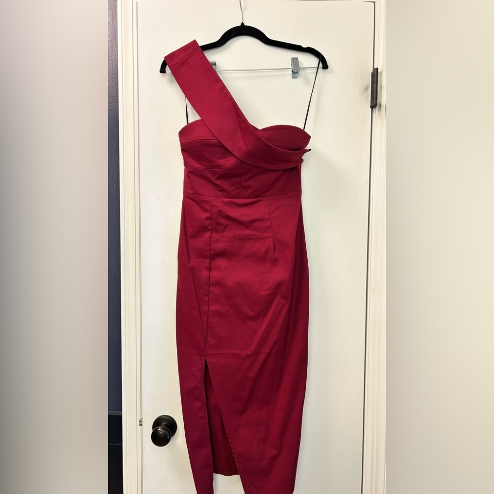 Burgundy One-Shoulder Dress Small